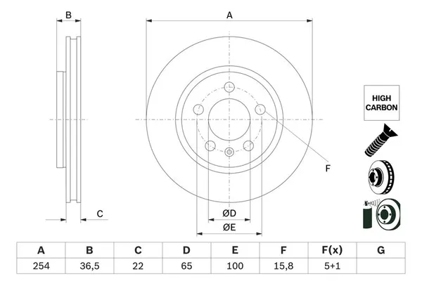 Fren Disk Ayna Arka Sağ ve Sol Volkswagen Polo V (6R1)(06.2009->2014)  BOSCH 0 986 479 E01