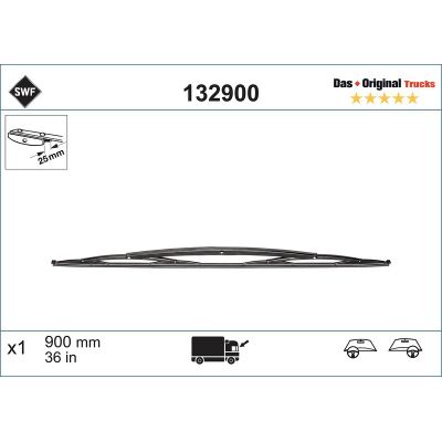 Silecek Süpürgesi Ön Universal Tip 900 mm - 35 inç SWF 132900