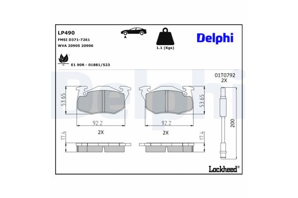 Fren Disk Balata Ön Peugeot 305 (11.1977->)  DELPHI LP490