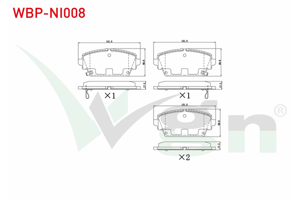 Fren Disk Balata Ön Nissan Almera Tino (V10M)(05.2000->)  WGN WBP-NI008