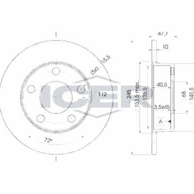 Fren Disk Ayna Arka Sağ ve Sol Audi S4 Avant (B5)(11.1994->)  OTOZONE BD7037