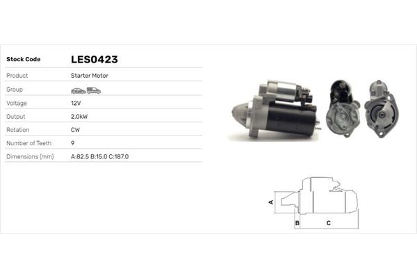 Marş Dinamosu  Audi A4 Avant (8E)(11.2004->)  LUCAS ELEKTRIK LES0423