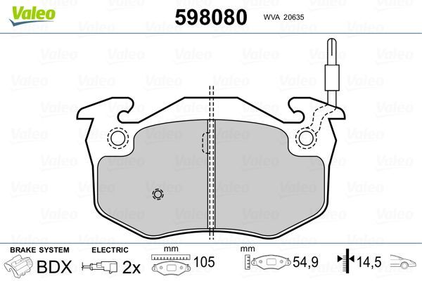 Fren Disk Balata Ön Renault Twingo (C06)(05.1993->)  VALEO 598080