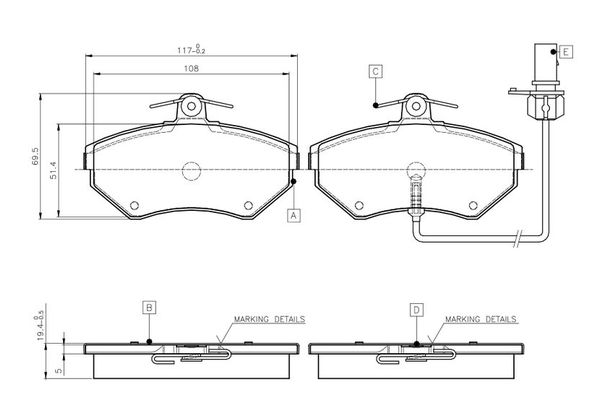 Fren Disk Balata Ön Audi 100 Sedan (443)(08.1982->)  BOSCH 0 986 TB2 312