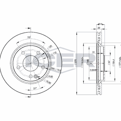Fren Disk Ayna Ön Sağ ve Sol Mercedes Vaneo Compact Van (BM 414)(10.2001->)  FERODO DDF1363