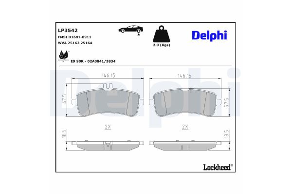 Fren Disk Balata Arka Mercedes S -Serisi Cabriolet (BM 217)(12.2015->)  DELPHI LP3542