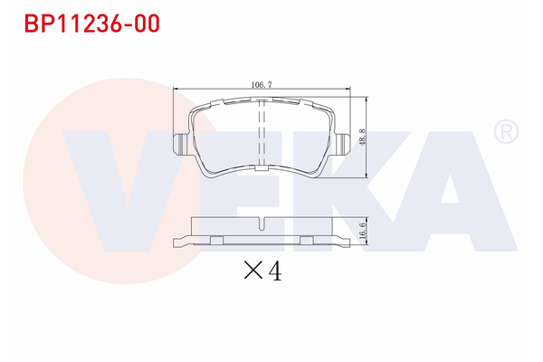 Fren Disk Balata Arka Land Rover Range Rover Evoque (2011->)  VEKA BP11236-00