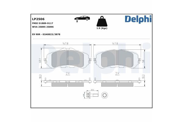 Fren Disk Balata Ön Opel Combo E Cargo (2018->)  DELPHI LP2506
