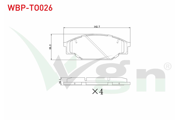 Fren Disk Balata Ön Toyota Hilux (N85/145/150)(1989->)  WGN WBP-TO026