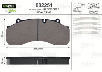 Fren Disk Balata Arka VALEO 882251  9291063 MDP3143K 89658 89660 3057007900 3 057 0079 00 M91002704