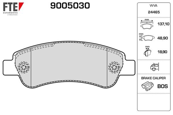 Fren Disk Balata Arka Peugeot Boxer (330/333) P.Van, Camlı Aks:3000mm (2007->)  FTE 9005030