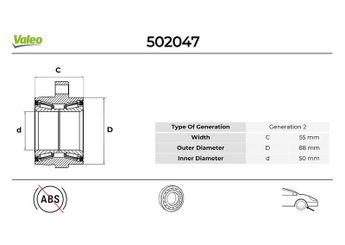 Teker Rulmanı Ön Sağ veya Sol VALEO 502047  6000609410 6000609411 MR992372 MR992374