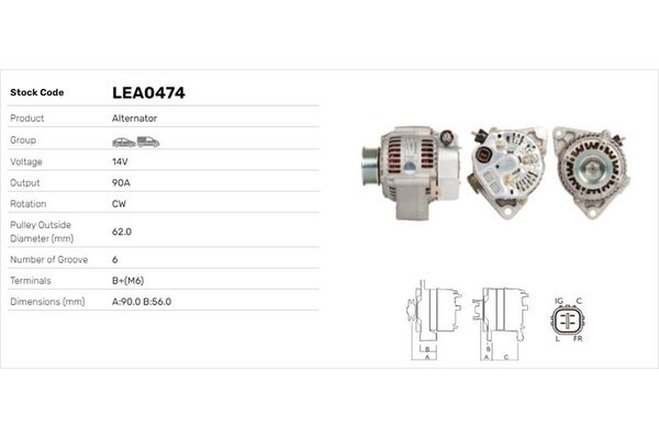 Alternatör  Honda Prelude (BB6/8/9)(01.1997->)  LUCAS ELEKTRIK LEA0474