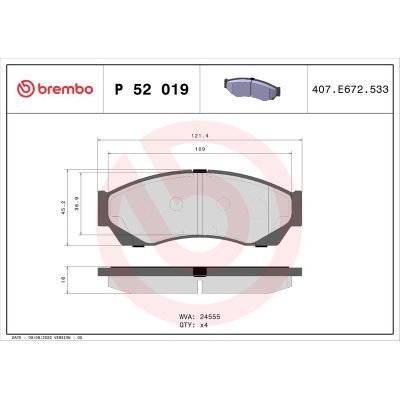Fren Disk Balata Ön BREMBO P 52 019
