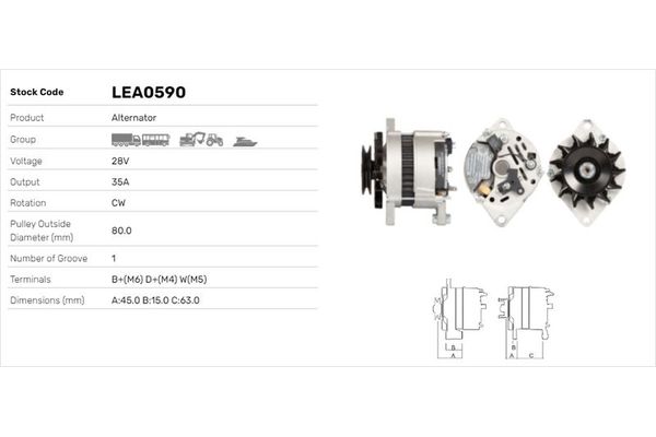 Alternatör  LUCAS ELEKTRIK LEA0590