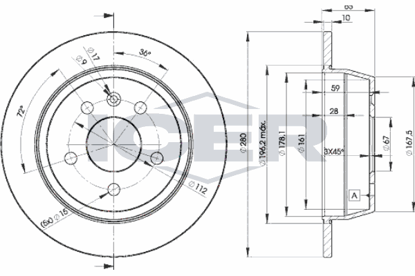 Fren Disk Ayna Arka Sağ ve Sol Mercedes V -Sınıfı (638)  WALBURG WBD1474C