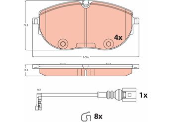 Fren Disk Balata Ön TRW GDB2486  7LA698151A 7LA 698 151 A 7LA698151C 7LA 698 151 C