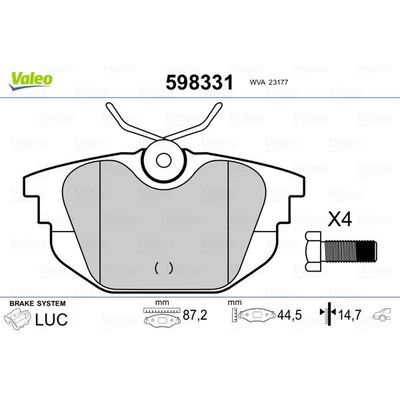 Fren Disk Balata Arka VALEO 598331