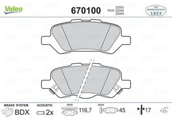 Fren Disk Balata Arka VALEO 670100  44660T010 044660T010