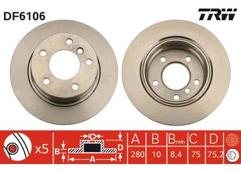 Fren Disk Ayna Arka Sağ ve Sol TRW DF6106  34216752545 34216766225 34216794306 34 21 6 752 545 34 21 6 766 225 34 21 6 794 306 6752545 6 752 545 6766225 6 766 225 6794306 6 794 306