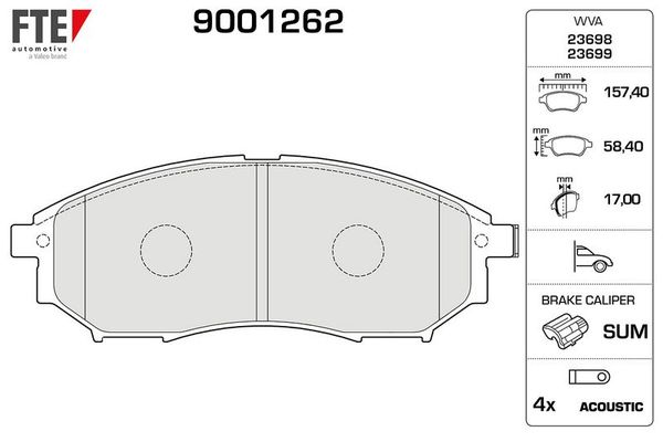 Fren Disk Balata Ön Nissan Murano (Z51)(06.2008->)  FTE 9001262