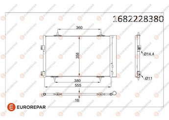 Klima Radyatörü  EUROREPAR 1682228380  6455JA 1626267580 6455JC 9684993080 9686085780