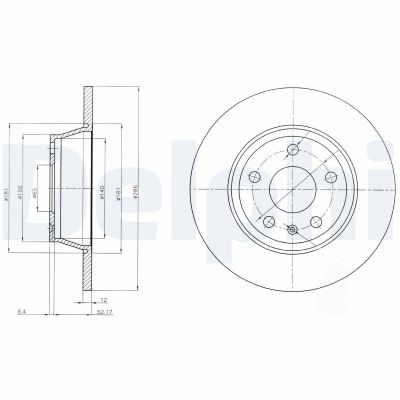 Fren Disk Ayna Arka Sağ ve Sol Audi TT Coupe/Roadster (8J3/8J9)(09.2006->)  DELPHI BG4089