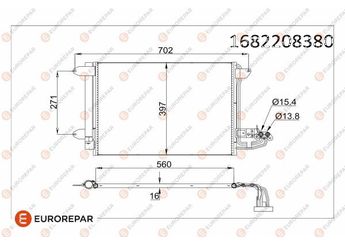 Klima Radyatörü  EUROREPAR 1682208380  1K0820411Q 1K0820411AC 1K0820411AH 1K0820411AJ 1K0820411AK 1K0820411B 1K0820411D 1K0820411E 1K0820411F 1K0820411G 1K0820411H 1K0820411J 1K0820411N 1K0820411P 1K0820411S