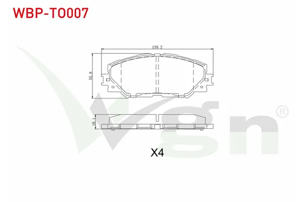 Fren Disk Balata Ön Toyota Urban Cruiser (NLP11/NSP11)(02.2009->)  WGN WBP-TO007