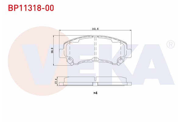 Fren Disk Balata Ön Nissan Qashqai +2 (J10)(08.2008->)  VEKA BP11318-00