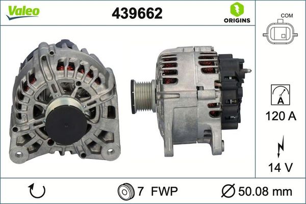 Alternatör  Renault Kadjar (06.2015->)  VALEO 439662