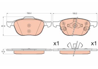 Fren Disk Balata Ön TRW GDB2059  BV61 2001 B3A 1765766 1816524 BV612001B3A