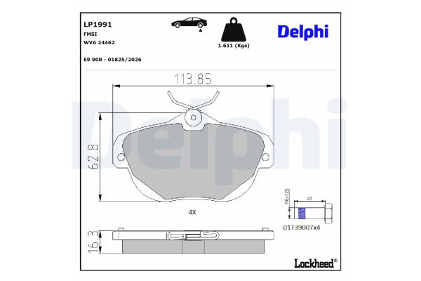 Fren Disk Balata Ön Citroen C6 (09.2005->)  DELPHI LP1991