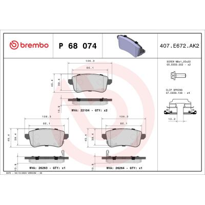 Fren Disk Balata Ön Renault Captur II (01.2020->)  BREMBO P 68 074