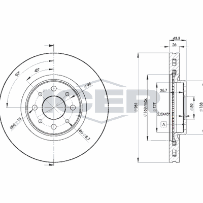Fren Disk Ayna Ön Sağ ve Sol Abarth Stilo (192)(2001->)  WALBURG WBD1487