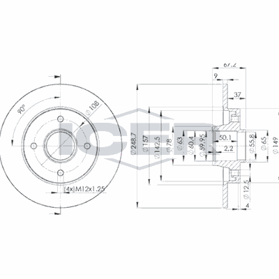 Fren Disk Ayna Arka Sağ ve Sol Citroen C4 Coupe (06.2004->)  FROW 257.1102.005