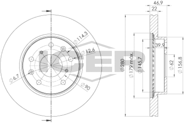 Fren Disk Ayna Ön Sağ ve Sol Fiat Sedici (189)(2006->)  AYD 50312