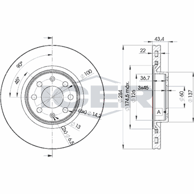 Fren Disk Ayna Ön Sağ ve Sol Opel Corsa E (2014->)  AYD 50330