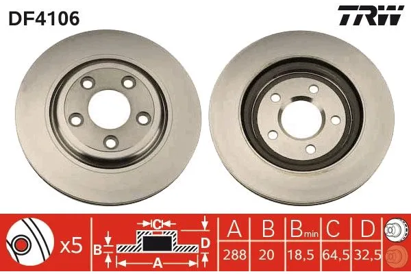 Fren Disk Ayna Arka Sağ ve Sol Jaguar S-Type (03.1999->)  TRW DF4106