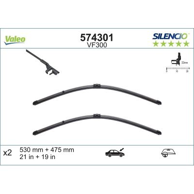 Silecek Süpürgesi Ön Muz Tip 530/475 mm - 21/19 inç Skoda Superb (3U4)(04.2002->)  VALEO 574301