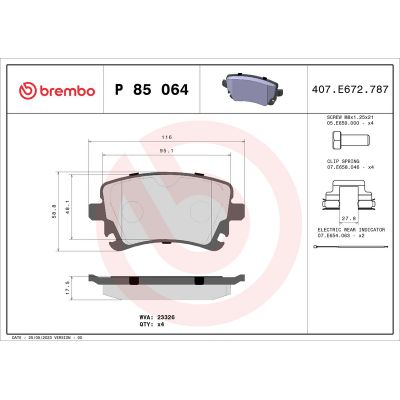 Fren Disk Balata Arka BREMBO P 85 064