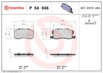 Fren Disk Balata Ön BREMBO P 54 046  MN116151