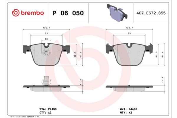 Fren Disk Balata Arka BMW X6 M Serisi (F86)(2015->)  BREMBO P 06 050