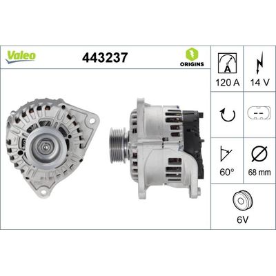 Alternatör  Renault Master Maxi P.Van (06.2002->)  VALEO 443237