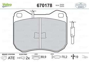 Fren Disk Balata Ön VALEO 670178  425020 424834 4248-34 425016 4250-16 4250-20 425022 4250-22 425024 4250-24 425040 4250-40