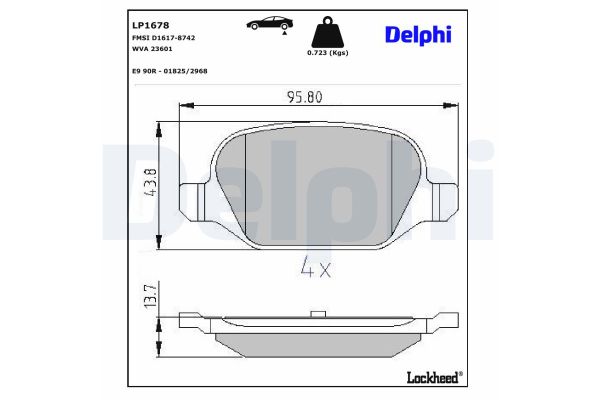 Fren Disk Balata Arka Fiat Punto (188) 3/5 Kapı (09.1999->)  DELPHI LP1678