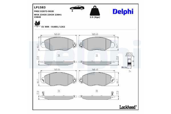 Fren Disk Balata Ön Ford Transit P.Van Uzun Şasi (FY)(2000->)  DELPHI LP1583