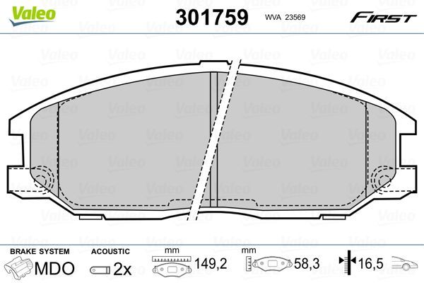 Fren Disk Balata Ön Hyundai XG (09.1998->)  VALEO 301759