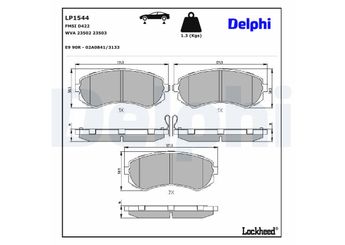 Fren Disk Balata Ön DELPHI LP1544  LP1544 410602N290 41060-2N290 410602N390 41060-2N390 410602N392 41060-2N392 410603N390 41060-3N390 4106040F90 41060-40F90 4106034Y90 4106040F92 4106040F93 4106040F94 4106075F90 44060VB190 44060-VB190 44060VC090 44060-VC090 44060VB191 44060VB290 D10602N290 D1060-2N290 D10602N390 D10603N390 D106040F90 D106M2N290 D106M-2N290 D106M40F25 D106M40F94 D106MN2288 D4060VC090 D4060-VC090 D4060VC290 D4060-VC290 DA06M2N290 DA06M40F25