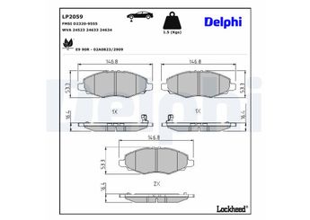Fren Disk Balata Ön DELPHI LP2059  LP2059 44650K130 04465-0K130 4465YZZDU 04465-YZZDU 44650K310 044650K310
